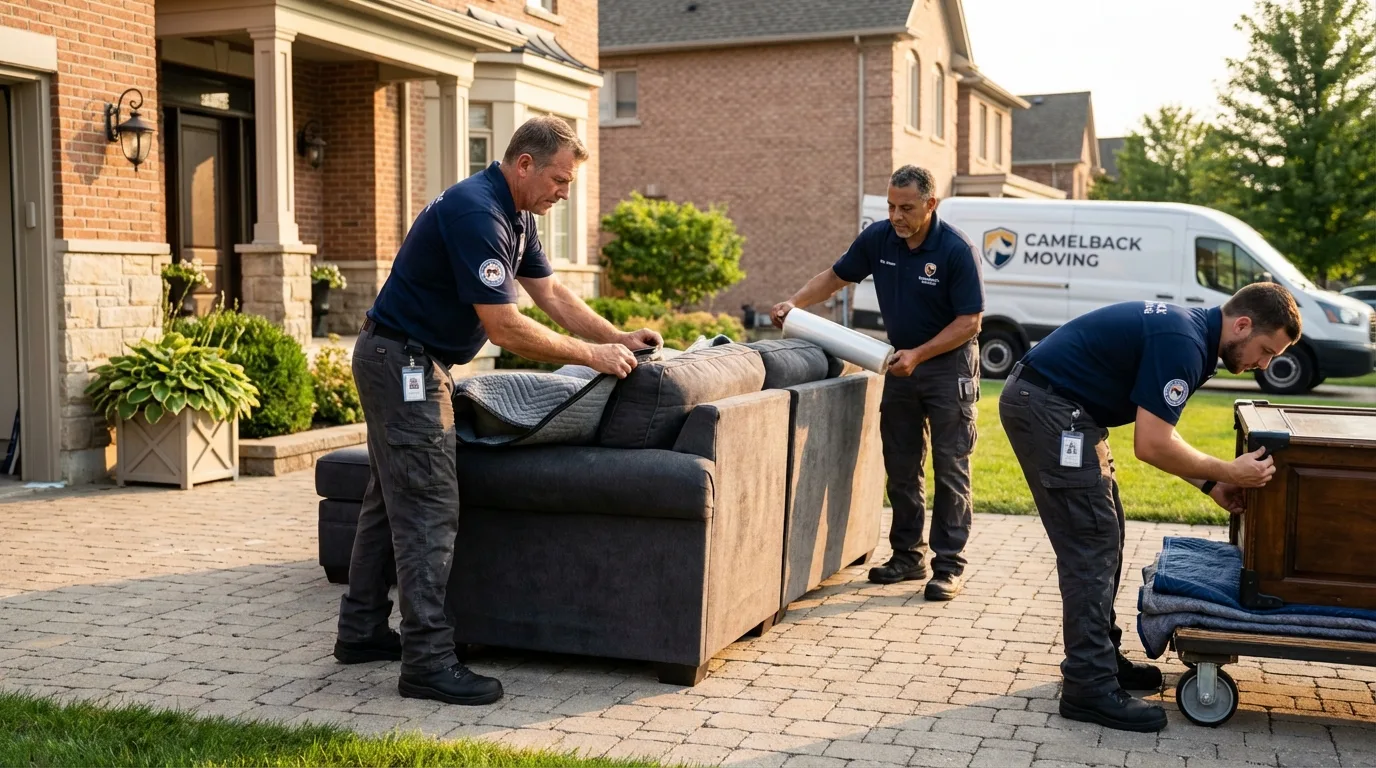 Large estate moving crew wrapping furniture in Pinehurst, NC